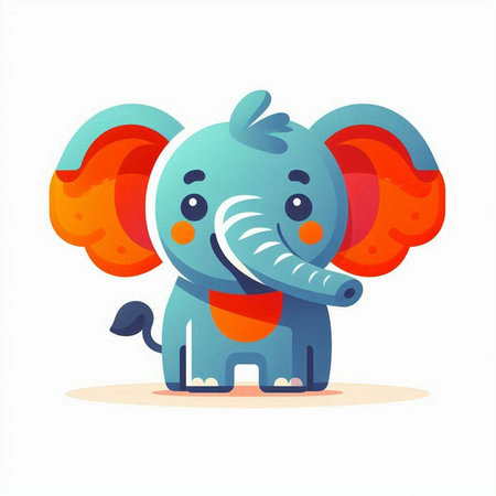 Cute cartoon elephant. Vector illustration isolated on a white background.のイラスト素材