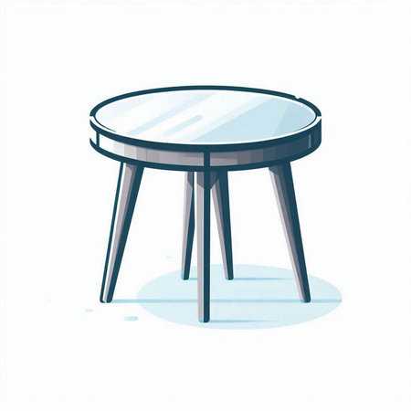 Vector illustration of a round table on a white background. Flat style.のイラスト素材