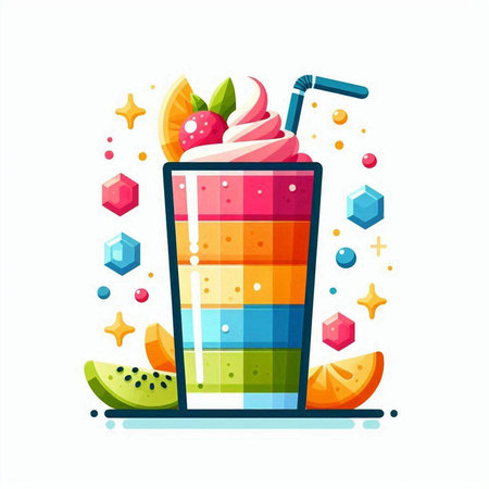 Fruit smoothie. Colorful vector illustration in flat style.のイラスト素材