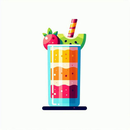Fruit smoothie in a glass. Vector illustration in flat styleのイラスト素材
