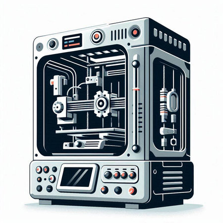 3d printer on a white background. 3d illustration. 3d renderingのイラスト素材