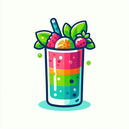 Fruit smoothie in a glass with straws. Vector illustration.のイラスト素材