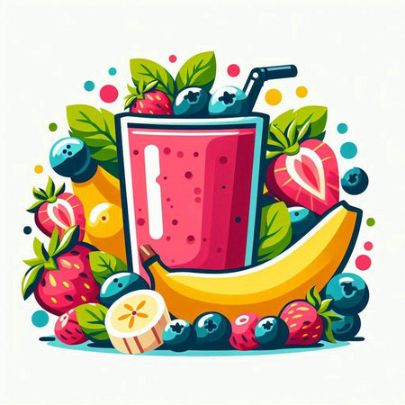 Fruit smoothies, berry smoothies. Vector illustration.のイラスト素材