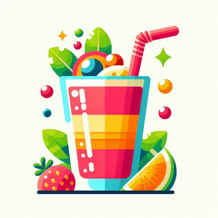 Fruit smoothie. Colorful vector illustration in flat style.のイラスト素材