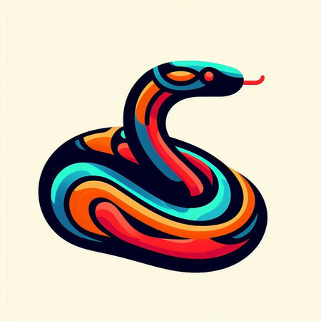 Colorful snake logo design. Vector illustration. Isolated on white background.のイラスト素材