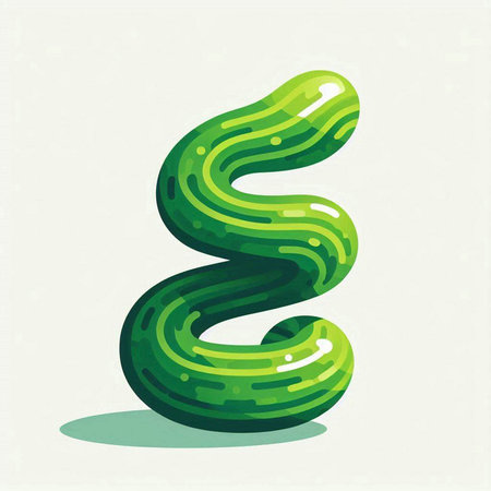 Cucumber letter S. Vector illustration of cucumber font.のイラスト素材