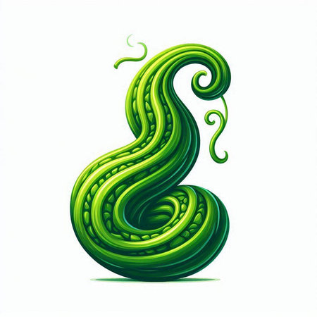 Alphabet letter S made of green tentacles isolated on white background.のイラスト素材