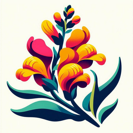 Illustration of a bunch of colorful freesia flowers on a white backgroundのイラスト素材
