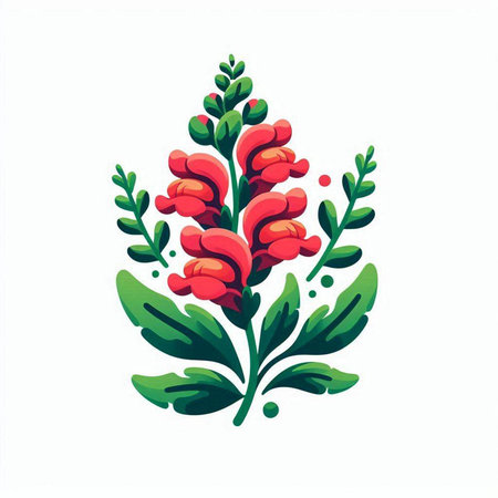 Illustration of a decorative red flower isolated on a white background.のイラスト素材