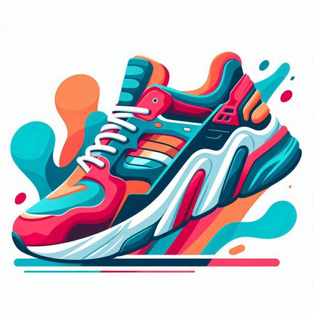 Sneakers in the form of colorful splashes. Vector illustration.のイラスト素材