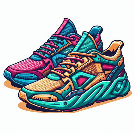 Pair of sport shoes on a white background. Vector illustration.のイラスト素材