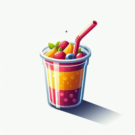 Fruit smoothie. Colorful vector illustration in flat style.のイラスト素材