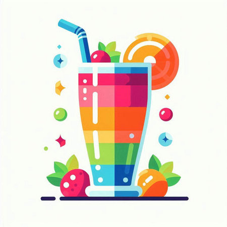 Colorful smoothie icon in flat style on white background. Vector illustration.のイラスト素材