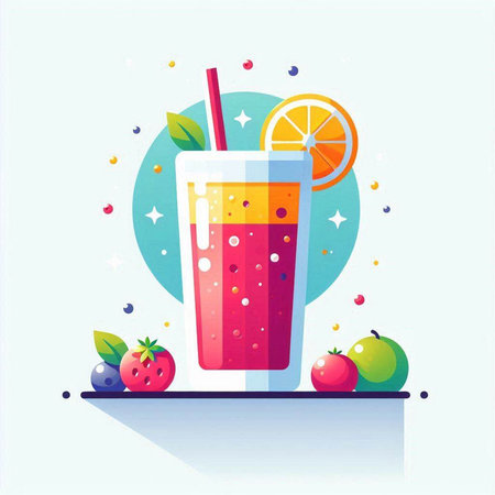 Fruit smoothie in a glass. Vector illustration. Flat style.のイラスト素材