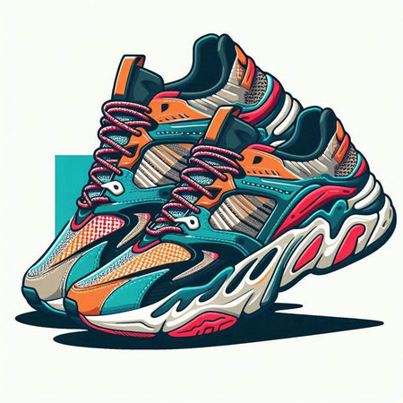 sneakers. Sport shoes. Vector illustration of sneakers. Sneakers.のイラスト素材