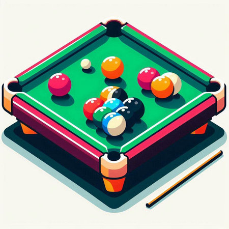 Billiard table with balls. Vector illustration in isometric style.のイラスト素材