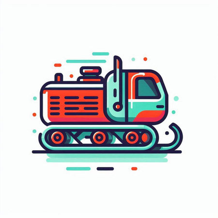 Truck icon. Vector illustration of a truck with a trailer on wheels.のイラスト素材