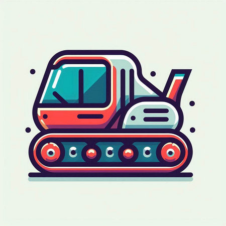Excavator icon in flat style. Vector illustration for your design.のイラスト素材