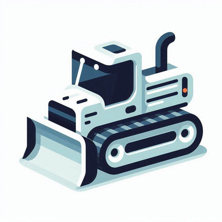 Bulldozer isometric isolated on white background. Vector illustration.のイラスト素材