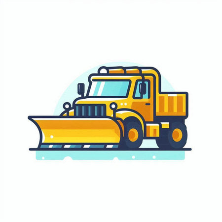 Snowplow, snow removal equipment. Vector illustration in flat styleのイラスト素材
