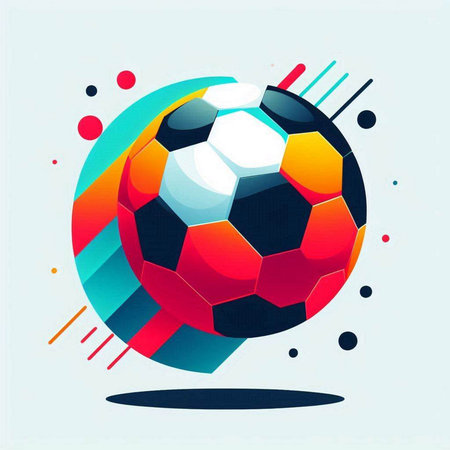 Soccer ball. Vector illustration of a soccer ball on a colorful background.のイラスト素材