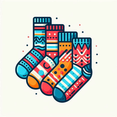 Vector illustration of colorful socks. Isolated on a white background.のイラスト素材