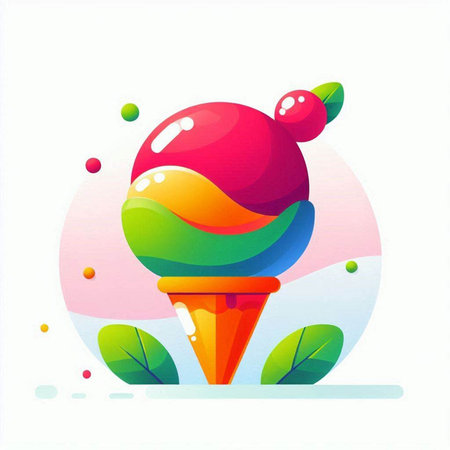 Ice cream vector illustration. Ice cream cone with colorful ice cream.のイラスト素材
