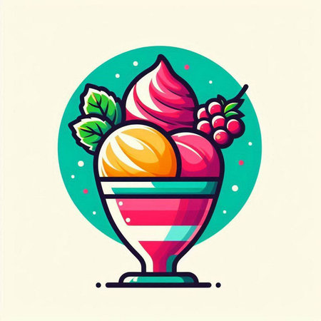 Ice cream in a glass bowl. Vector illustration of ice cream.のイラスト素材