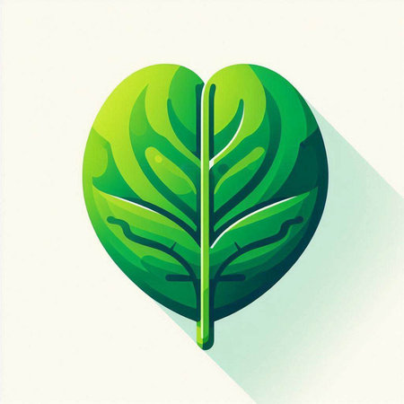 Green leaf icon, flat design, vector illustration eps 10.のイラスト素材