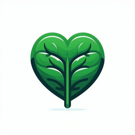 Leaf in shape of heart. Nature icon. Vector illustration.のイラスト素材