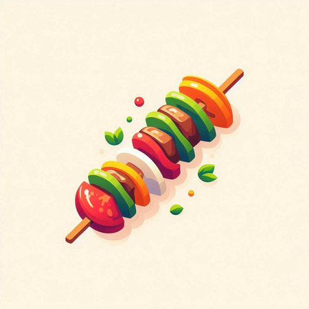 Skewers of vegetables on a skewer. Vector illustration.のイラスト素材