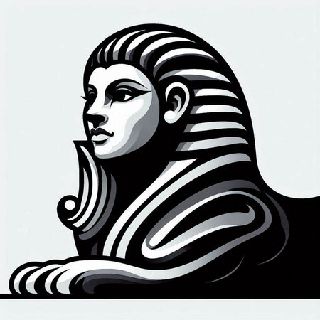 Egyptian pharaoh in black and white style. Vector illustration.