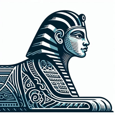 Egyptian Sphinx. Vector illustration. Isolated on white background.