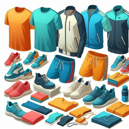 Set of colored sportswear isolated on white background. Vector illustration.のイラスト素材