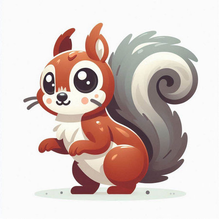Cute squirrel on a white background. Vector illustration in cartoon style.のイラスト素材