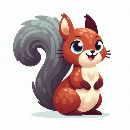 Cute cartoon squirrel. Vector illustration isolated on a white background.のイラスト素材