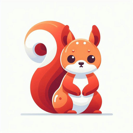 Cute cartoon squirrel. Vector illustration in a flat style on a white background.のイラスト素材
