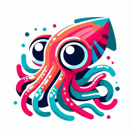 Illustration of colorful octopus on white background. Vector illustration.のイラスト素材