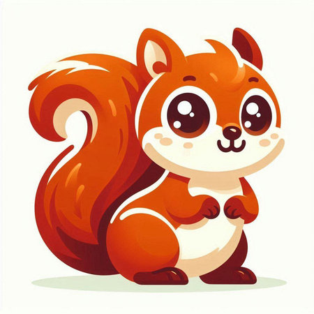 Cute cartoon squirrel. Vector illustration isolated on a white background.のイラスト素材