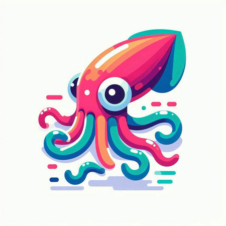 Octopus. Colorful cartoon vector illustration isolated on white background.のイラスト素材