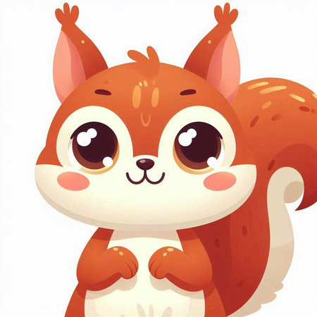 Cute cartoon squirrel. Vector illustration of a little funny squirrel.のイラスト素材