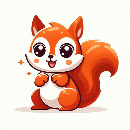 Cute cartoon squirrel. Vector illustration isolated on a white background.のイラスト素材
