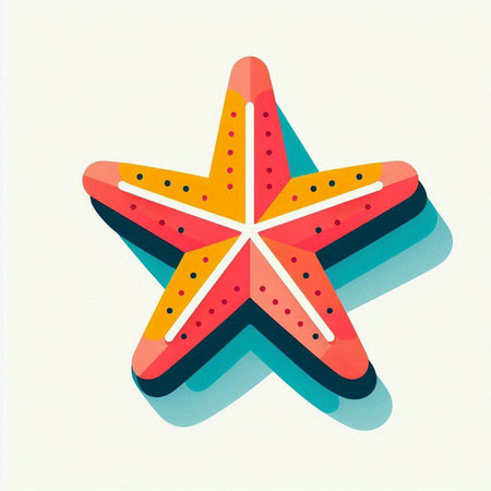 Starfish icon in flat style with long shadow. Vector illustration.のイラスト素材