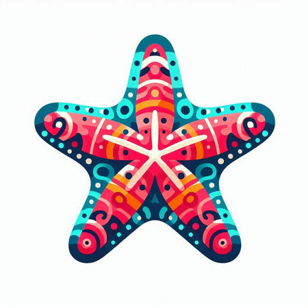 Colorful starfish isolated on a white background. Vector illustration.のイラスト素材
