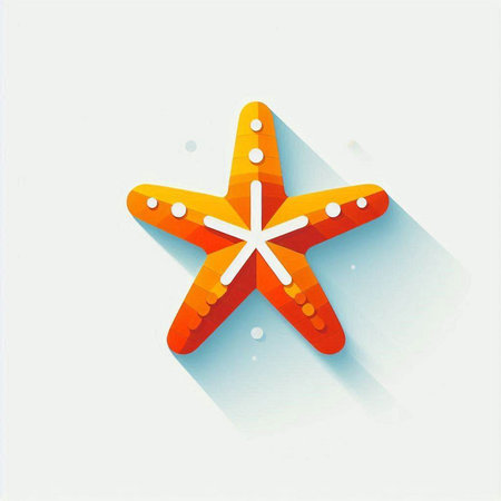 starfish icon, flat design, long shadow, eps10のイラスト素材