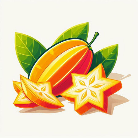 Carambola fruit. Vector illustration of carambola fruit.のイラスト素材