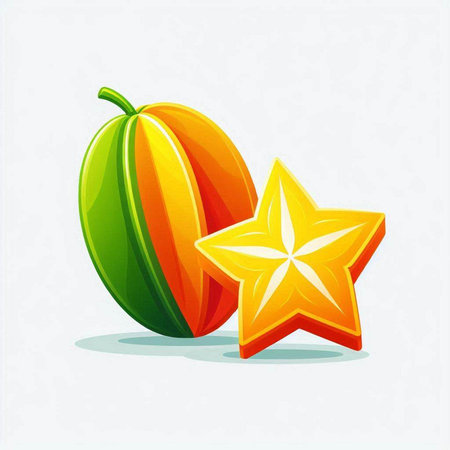 Star fruit isolated on white background. Vector illustration. Eps 10.のイラスト素材