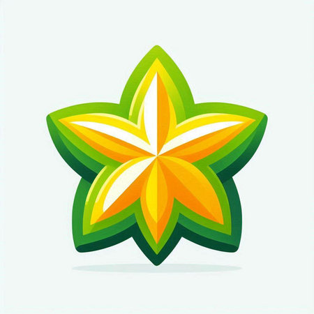 Star fruit icon. Vector illustration. Green and yellow starfruit.のイラスト素材