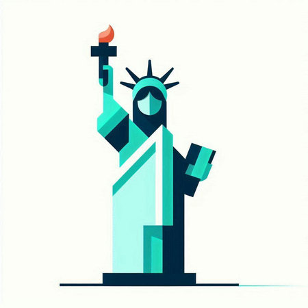 Statue of liberty on white background. Vector illustration in flat style.のイラスト素材