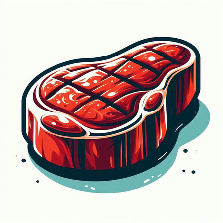 Steak. Vector illustration of a piece of meat on a white background.のイラスト素材
